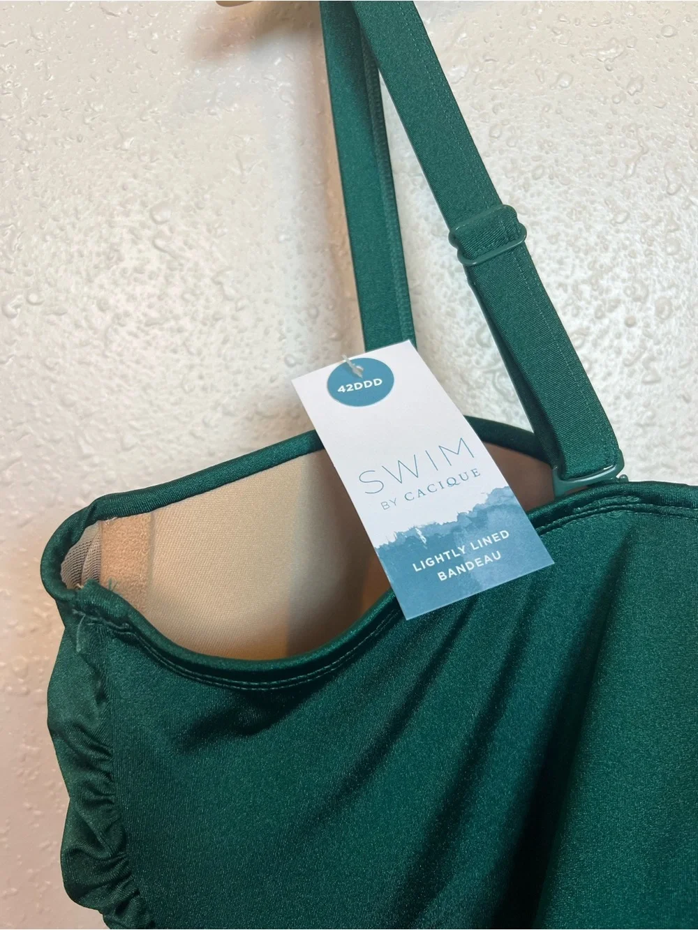 Swim by Cacique NWT Emerald Green 42DDD Lightly Lined Bandeau Tankini Top